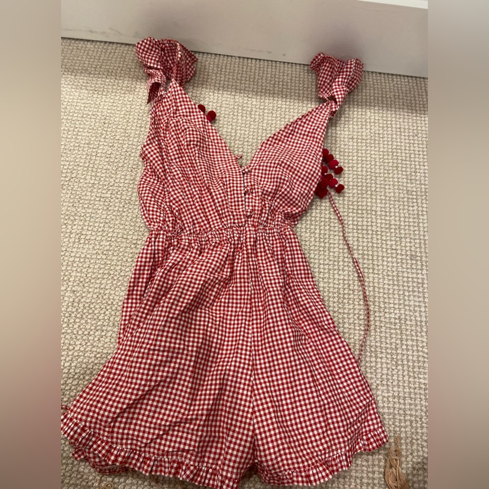 Sundress Checkered Pink Romper